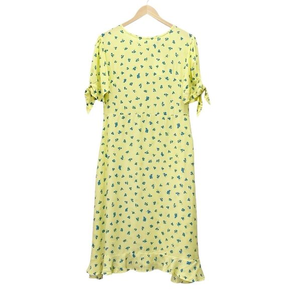 NWT Faithfull the Brand Emilia Luda Lemon Yellow Floral Midi Dress Size Large /8 - Picture 3 of 15